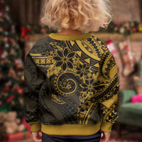 Polynesian Sunset Plumeria Kid Ugly Christmas Sweater Gold Polynesian Tattoo LT05 - Polynesian Pride