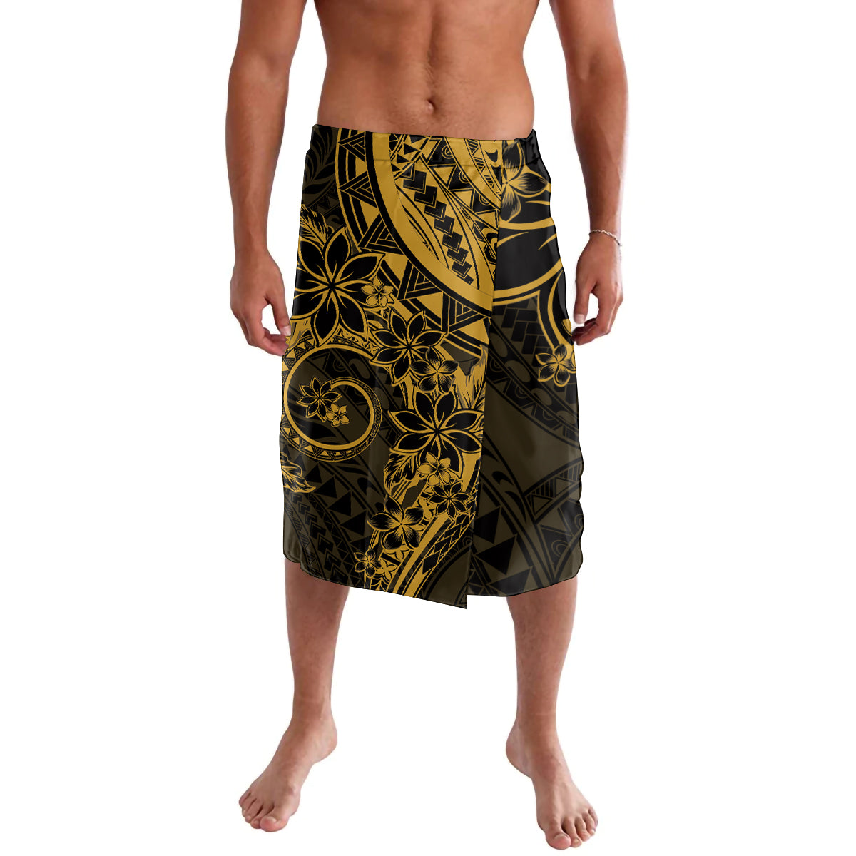 Polynesian Sunset Plumeria Lavalava Gold Polynesian Tattoo LT05 Gold - Polynesian Pride