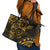 Polynesian Sunset Plumeria Leather Tote Bag Gold Polynesian Tattoo