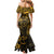 Polynesian Sunset Plumeria Mermaid Dress Gold Polynesian Tattoo