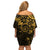 Polynesian Sunset Plumeria Off Shoulder Short Dress Gold Polynesian Tattoo