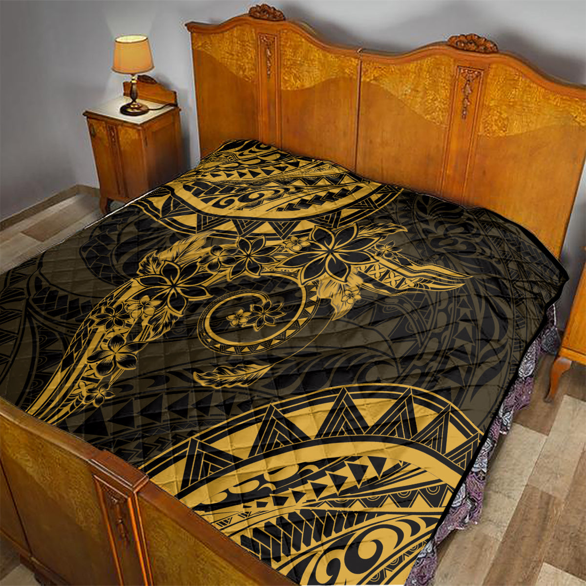 Polynesian Sunset Plumeria Quilt Gold Polynesian Tattoo LT05 - Polynesian Pride