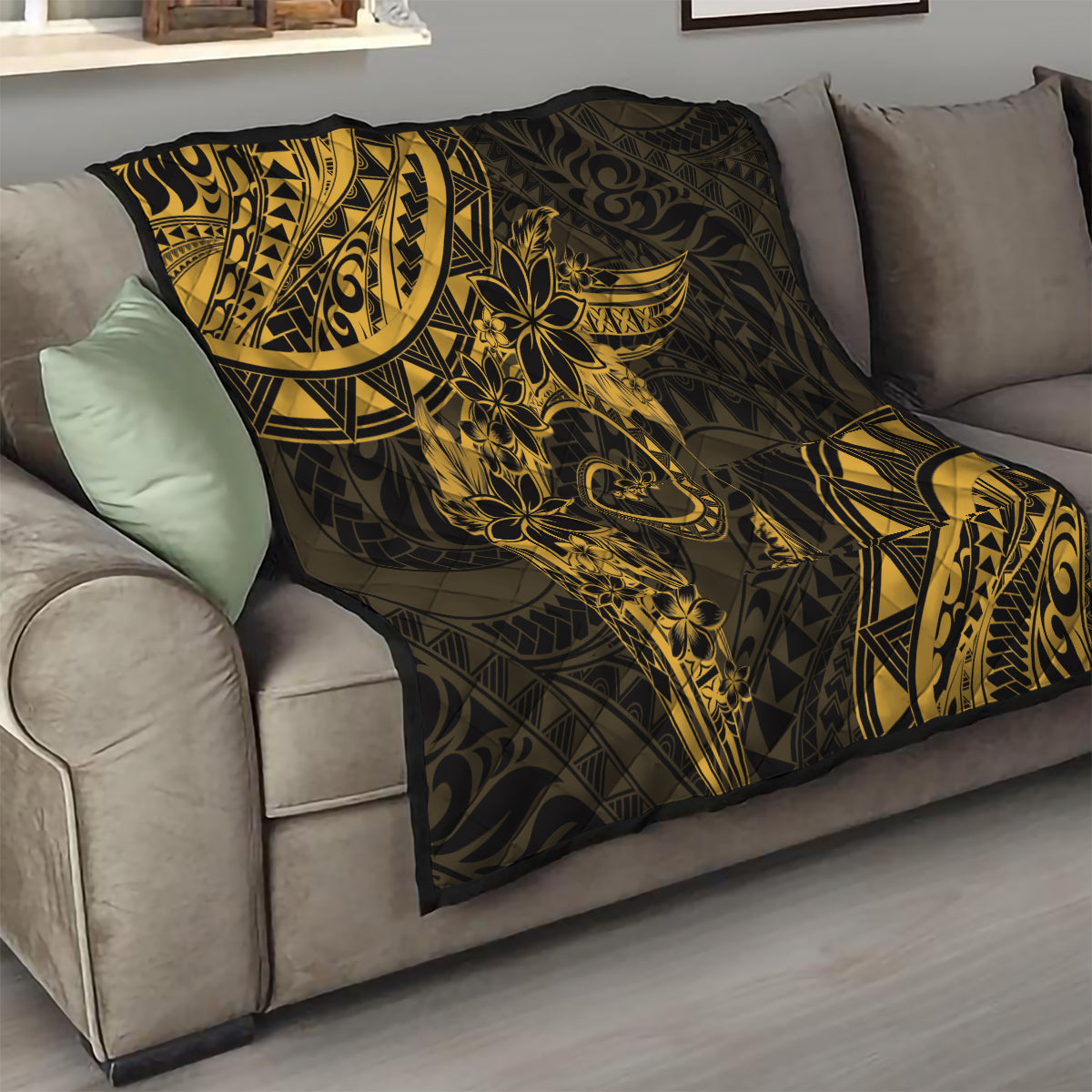 Polynesian Sunset Plumeria Quilt Gold Polynesian Tattoo LT05 - Polynesian Pride