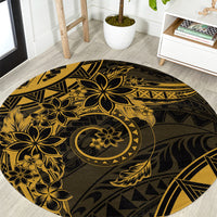 Polynesian Sunset Plumeria Round Carpet Gold Polynesian Tattoo LT05 Gold - Polynesian Pride