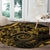 Polynesian Sunset Plumeria Round Carpet Gold Polynesian Tattoo