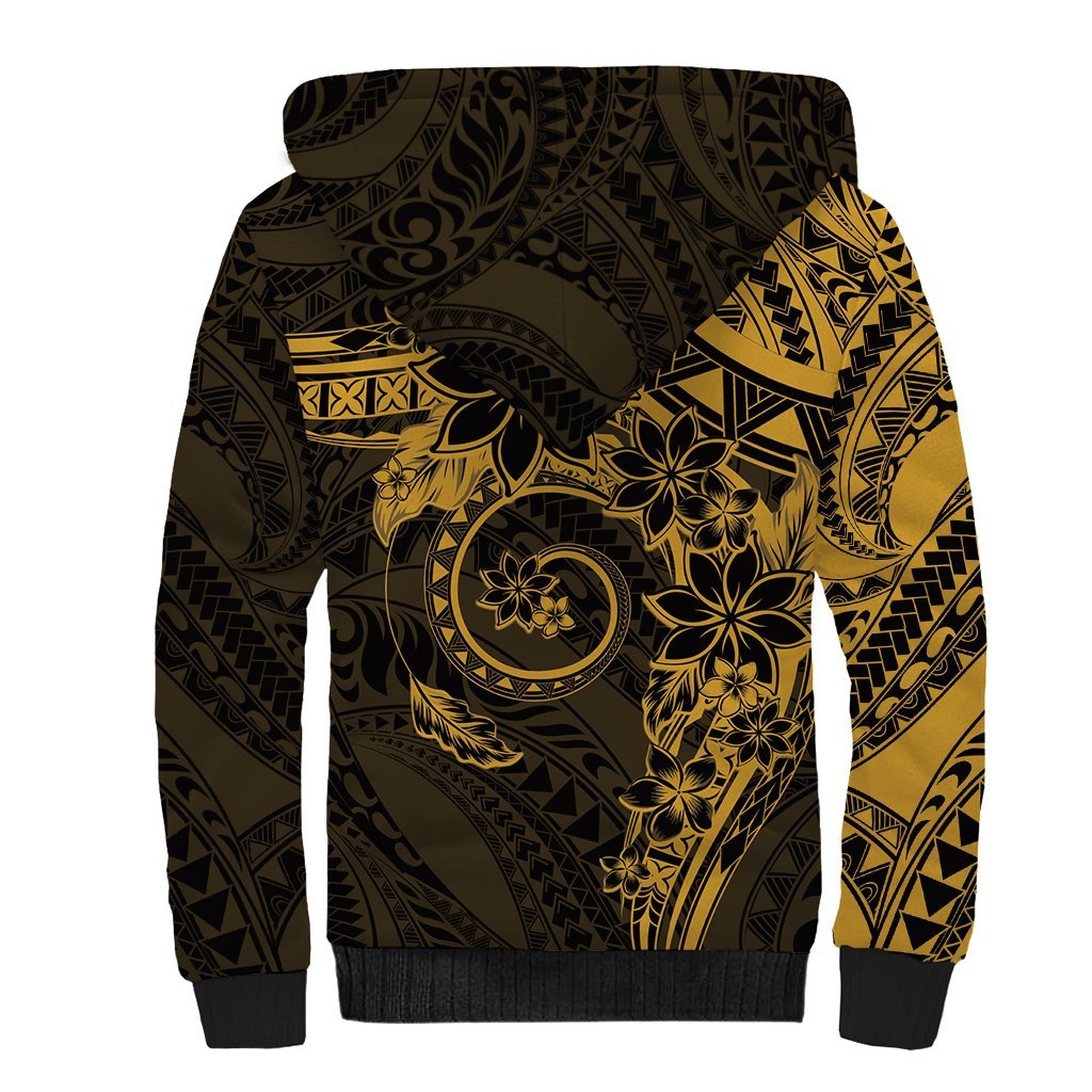 Polynesian Sunset Plumeria Sherpa Hoodie Gold Polynesian Tattoo LT05 - Polynesian Pride