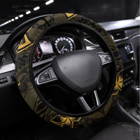 Polynesian Sunset Plumeria Steering Wheel Cover Gold Polynesian Tattoo LT05 Universal Fit Gold - Polynesian Pride