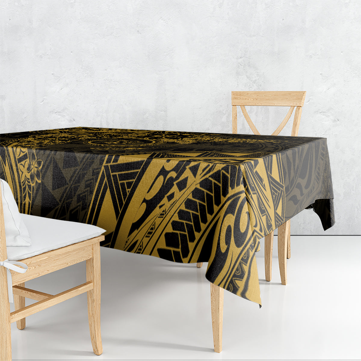 Polynesian Sunset Plumeria Tablecloth Gold Polynesian Tattoo LT05 - Polynesian Pride
