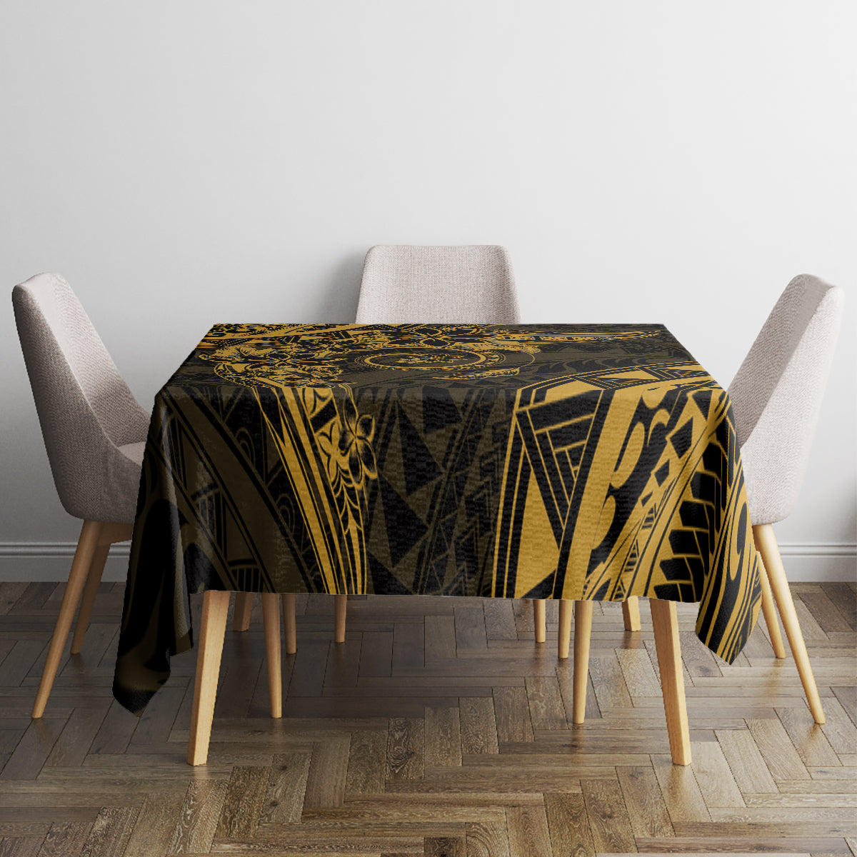 Polynesian Sunset Plumeria Tablecloth Gold Polynesian Tattoo LT05 - Polynesian Pride