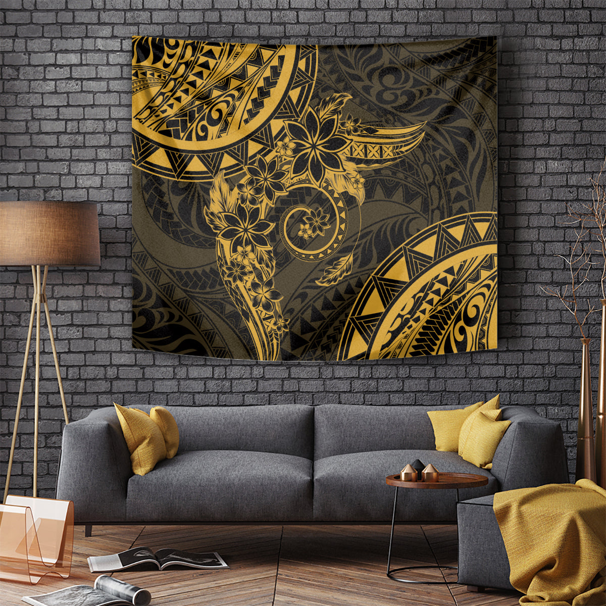 Polynesian Sunset Plumeria Tapestry Gold Polynesian Tattoo LT05 - Polynesian Pride
