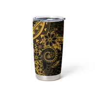 Gold Polynesian Pattern With Plumeria Flowers Tumbler Cup LT05 - Polynesian Pride