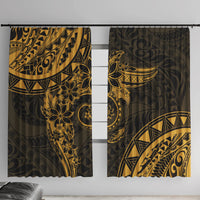 Polynesian Sunset Plumeria Window Curtain Gold Polynesian Tattoo LT05 With Hooks Gold - Polynesian Pride