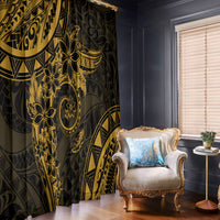 Polynesian Sunset Plumeria Window Curtain Gold Polynesian Tattoo LT05 - Polynesian Pride