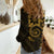 Polynesian Sunset Plumeria Women Casual Shirt Gold Polynesian Tattoo