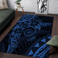 Polynesian Sunset Plumeria Area Rug Navy Polynesian Tattoo LT05 Navy - Polynesian Pride