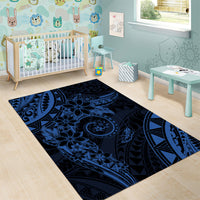 Polynesian Sunset Plumeria Area Rug Navy Polynesian Tattoo LT05 - Polynesian Pride