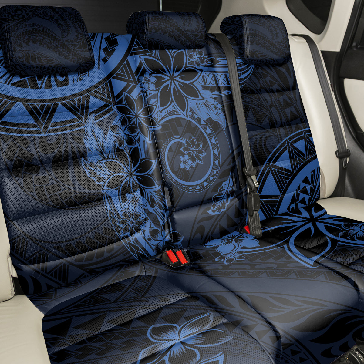 Polynesian Sunset Plumeria Back Car Seat Cover Navy Polynesian Tattoo LT05 - Polynesian Pride