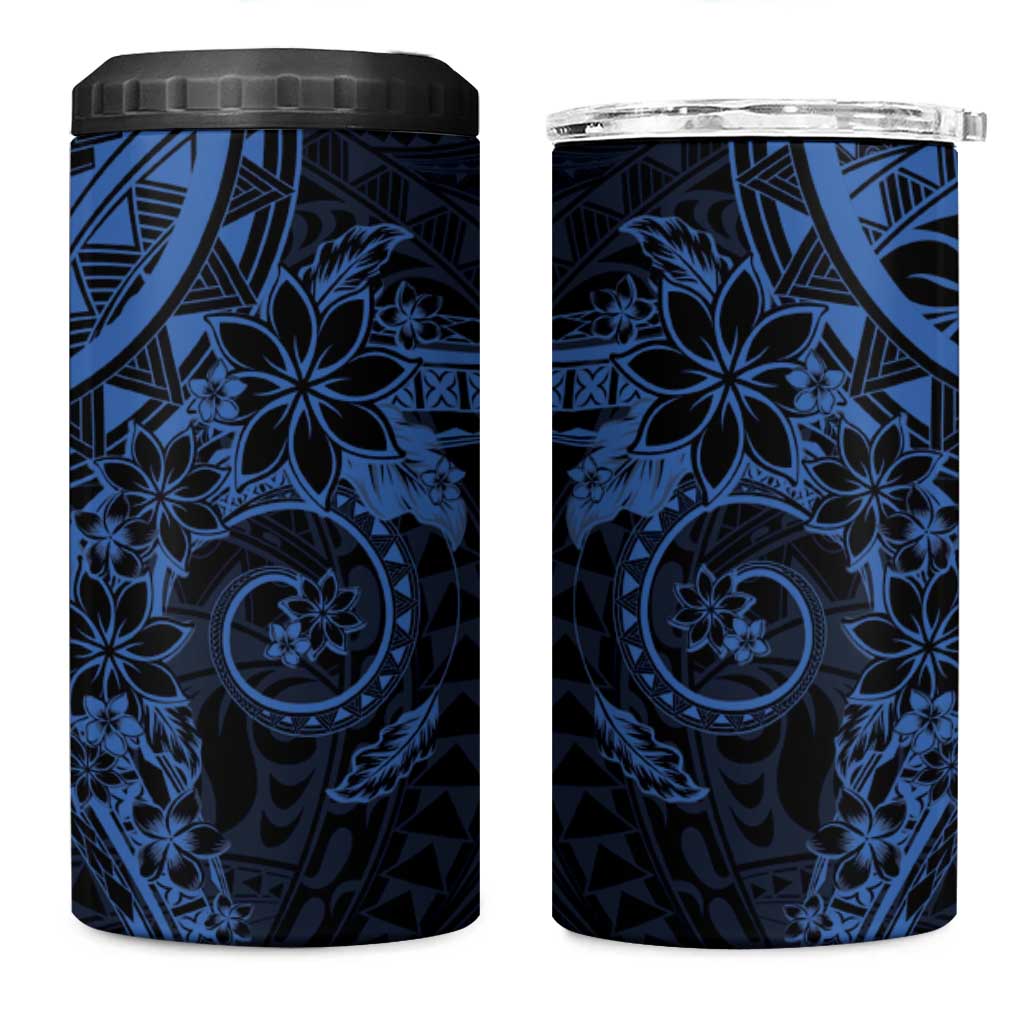 Navy Polynesian Pattern With Plumeria Flowers 4 in 1 Can Cooler Tumbler LT05 One Size: 16 oz Navy - Polynesian Pride