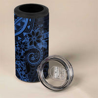 Navy Polynesian Pattern With Plumeria Flowers 4 in 1 Can Cooler Tumbler LT05 - Polynesian Pride