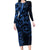 Polynesian Sunset Plumeria Family Matching Long Sleeve Bodycon Dress and Hawaiian Shirt Navy Polynesian Tattoo