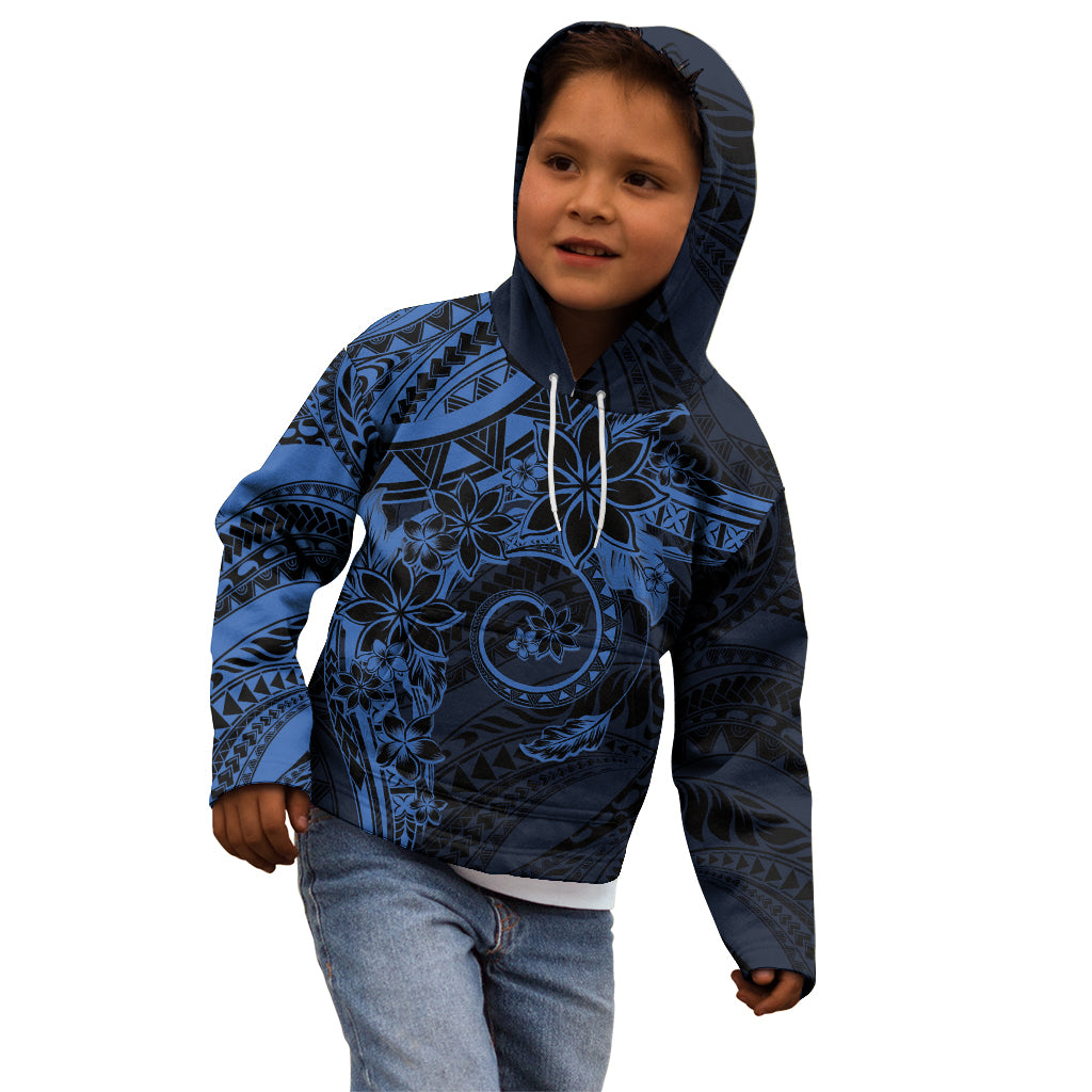Polynesian Sunset Plumeria Kid Hoodie Navy Polynesian Tattoo LT05 - Polynesian Pride
