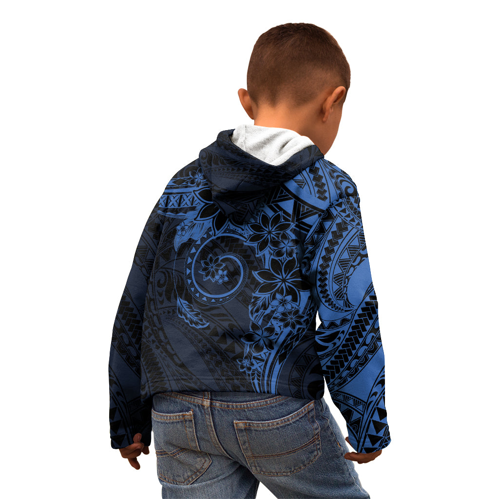 Polynesian Sunset Plumeria Kid Hoodie Navy Polynesian Tattoo LT05 - Polynesian Pride