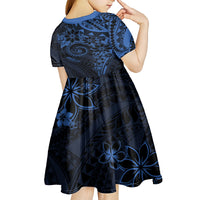 Polynesian Sunset Plumeria Kid Short Sleeve Dress Navy Polynesian Tattoo LT05 - Polynesian Pride