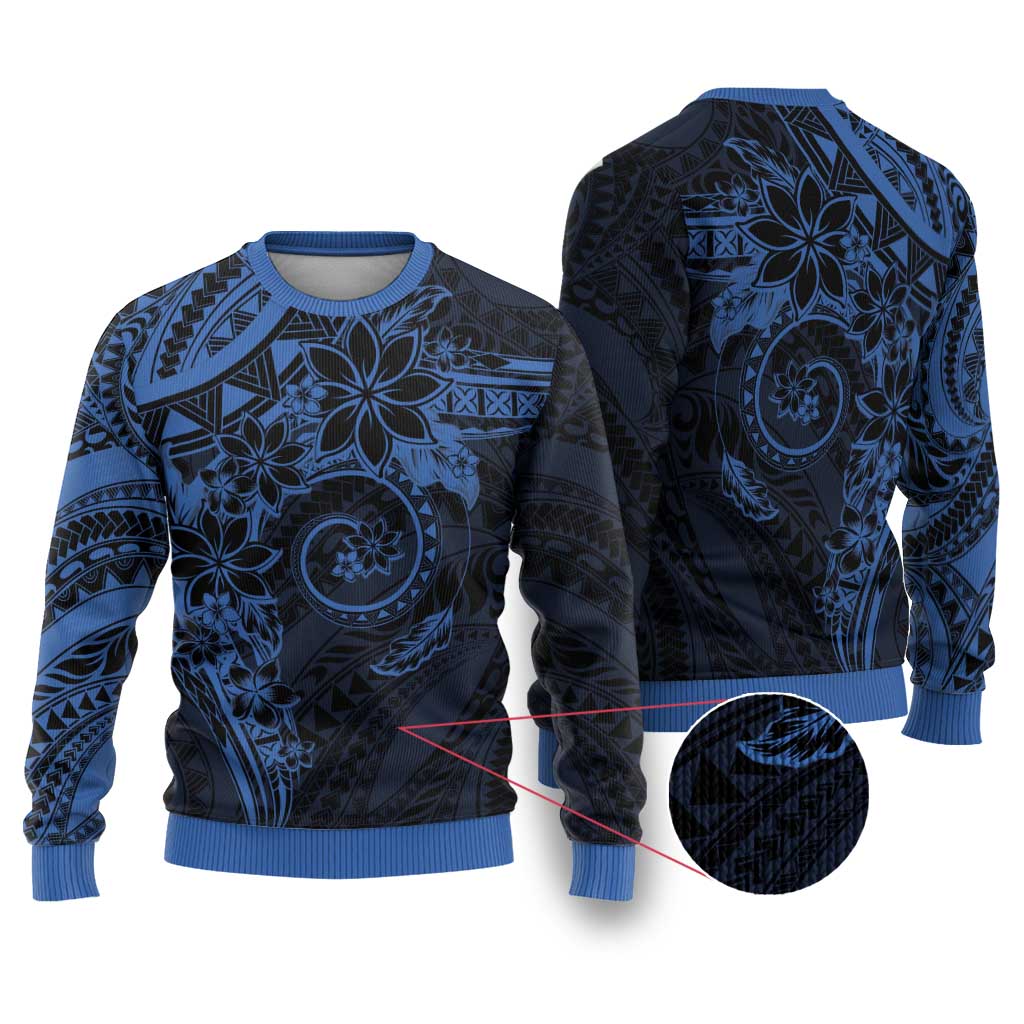 Polynesian Sunset Plumeria Ugly Christmas Sweater Navy Polynesian Tattoo LT05 Navy - Polynesian Pride