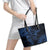 Polynesian Sunset Plumeria Leather Tote Bag Navy Polynesian Tattoo