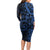 Polynesian Sunset Plumeria Long Sleeve Bodycon Dress Navy Polynesian Tattoo