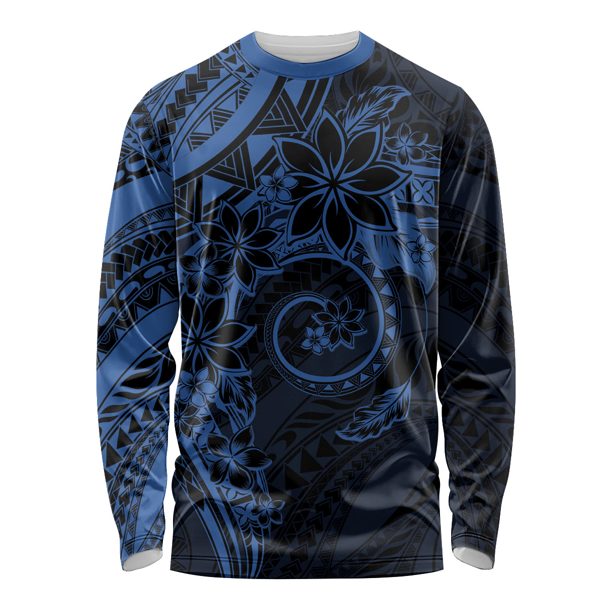 Polynesian Sunset Plumeria Long Sleeve Shirt Navy Polynesian Tattoo LT05 Unisex Navy - Polynesian Pride