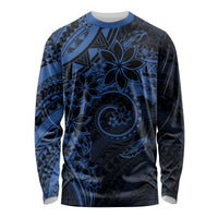 Polynesian Sunset Plumeria Long Sleeve Shirt Navy Polynesian Tattoo LT05 Unisex Navy - Polynesian Pride