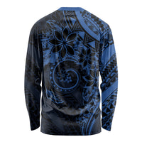 Polynesian Sunset Plumeria Long Sleeve Shirt Navy Polynesian Tattoo LT05 - Polynesian Pride