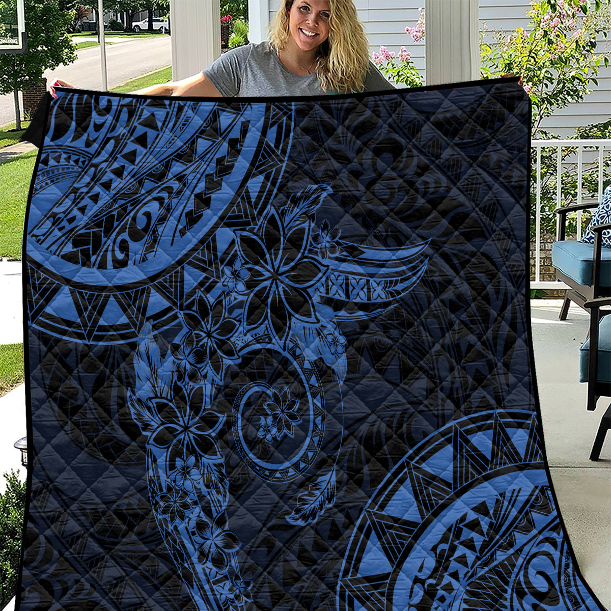 Polynesian Sunset Plumeria Quilt Navy Polynesian Tattoo