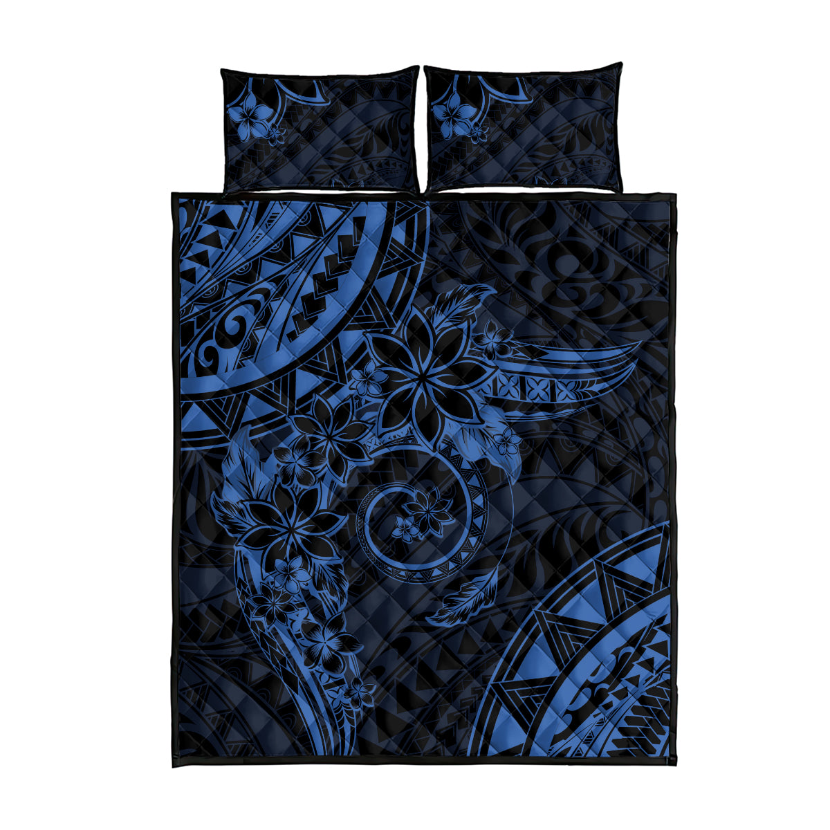 Polynesian Sunset Plumeria Quilt Bed Set Navy Polynesian Tattoo LT05 - Polynesian Pride