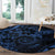 Polynesian Sunset Plumeria Round Carpet Navy Polynesian Tattoo