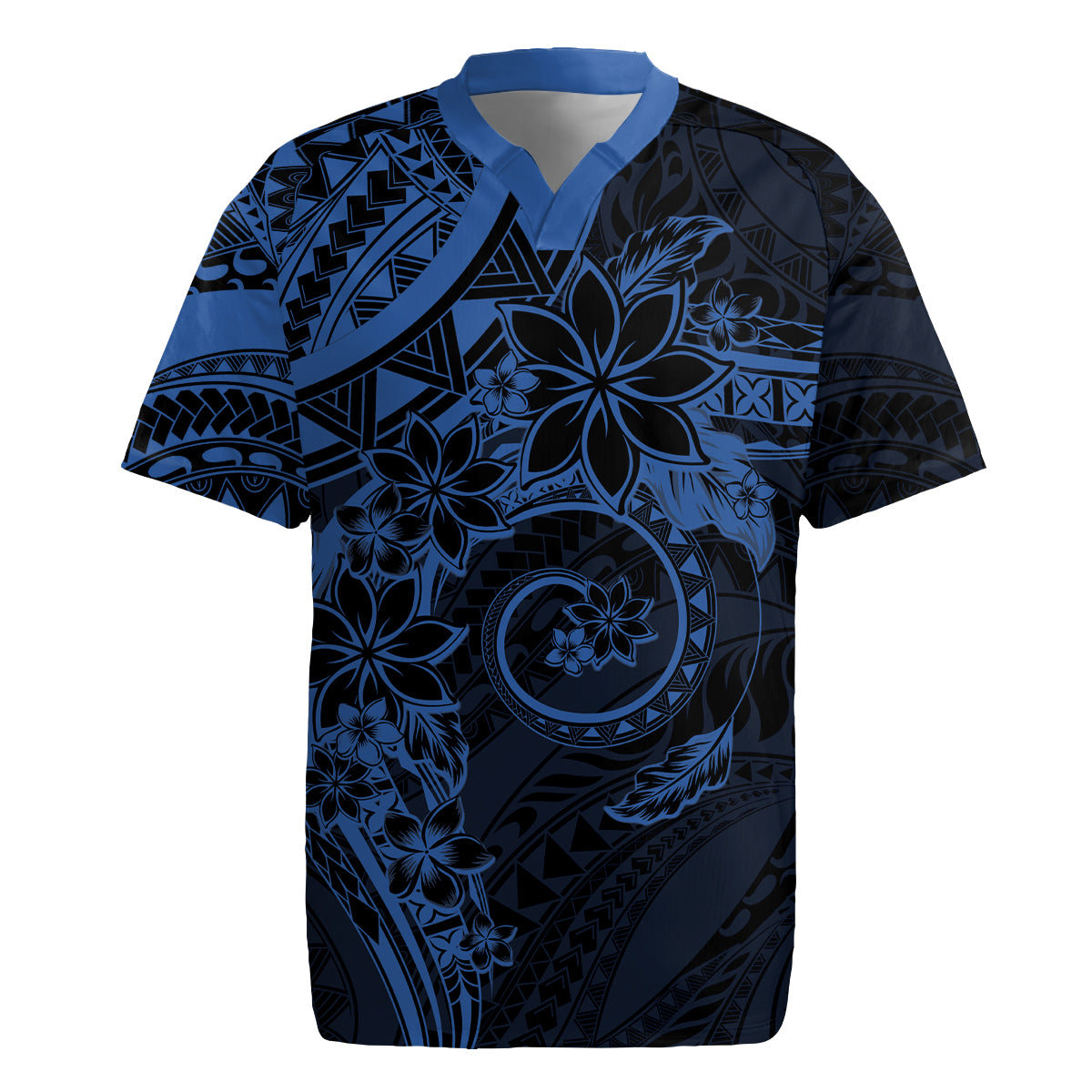 Polynesian Sunset Plumeria Rugby Jersey Navy Polynesian Tattoo LT05 Navy - Polynesian Pride