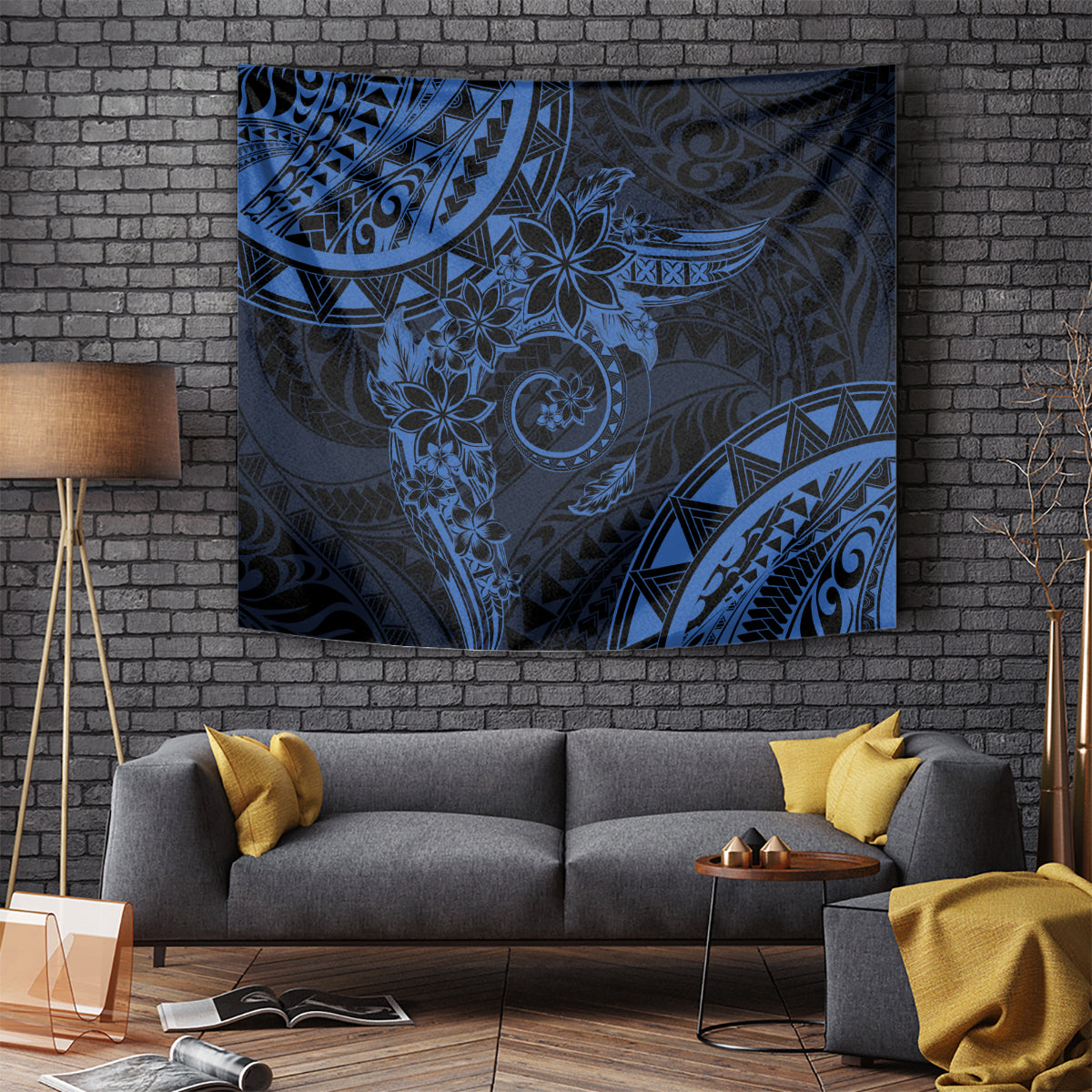 Polynesian Sunset Plumeria Tapestry Navy Polynesian Tattoo LT05 - Polynesian Pride