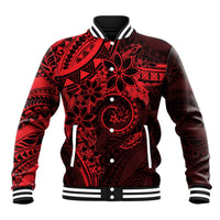 Polynesian Sunset Plumeria Baseball Jacket Red Polynesian Tattoo LT05 Unisex Red - Polynesian Pride