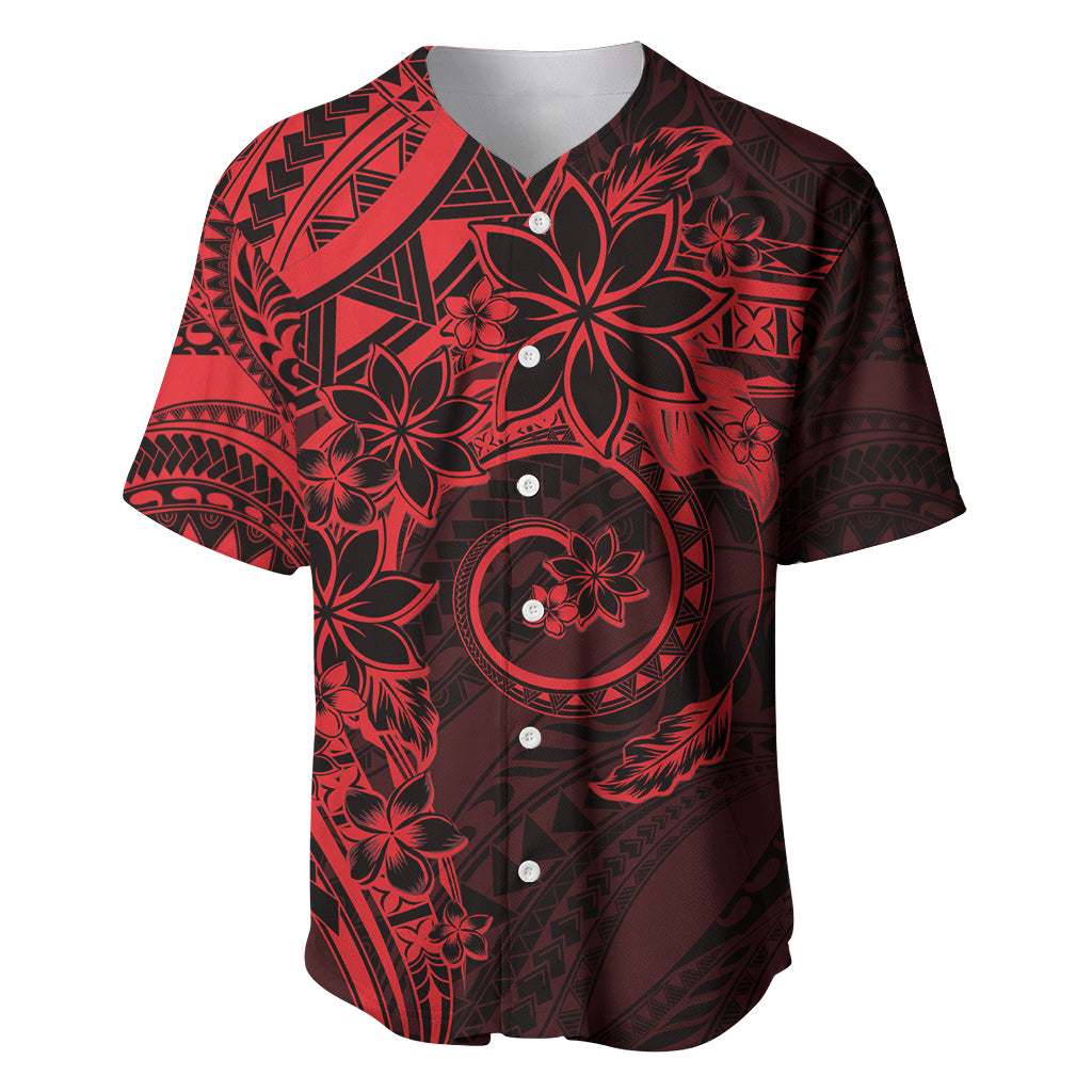 Polynesian Sunset Plumeria Baseball Jersey Red Polynesian Tattoo LT05 Red - Polynesian Pride