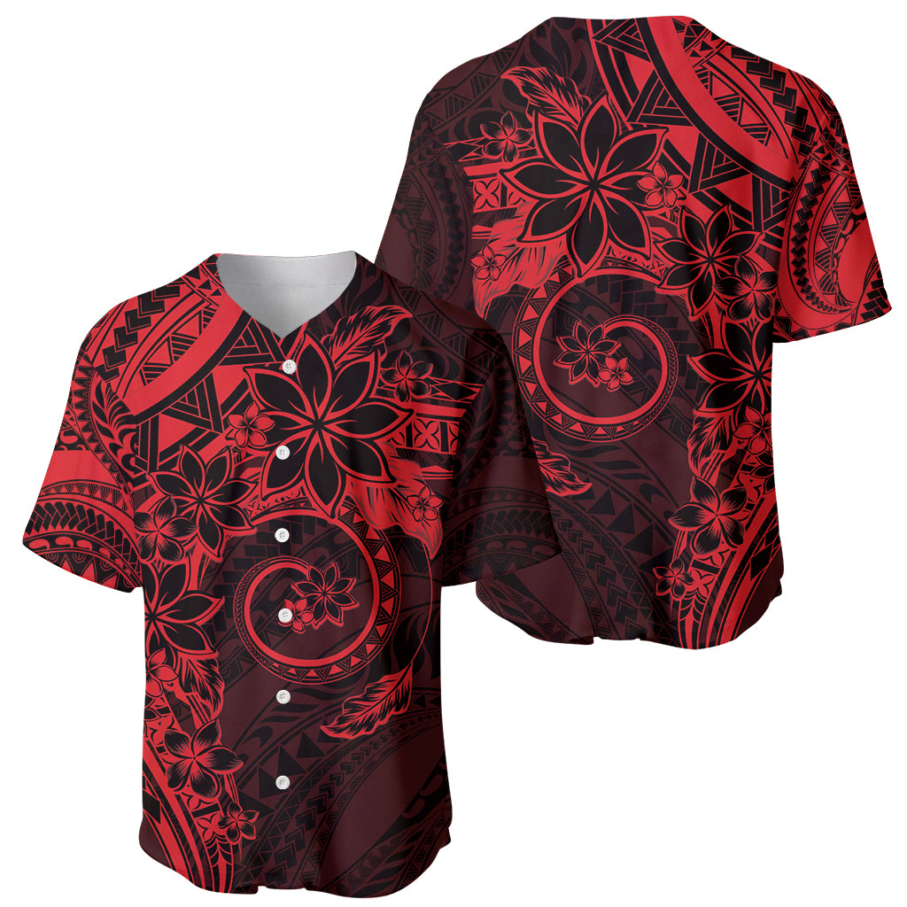 Polynesian Sunset Plumeria Baseball Jersey Red Polynesian Tattoo LT05 - Polynesian Pride