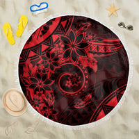 Polynesian Sunset Plumeria Beach Blanket Red Polynesian Tattoo LT05 One Size 150cm Red - Polynesian Pride