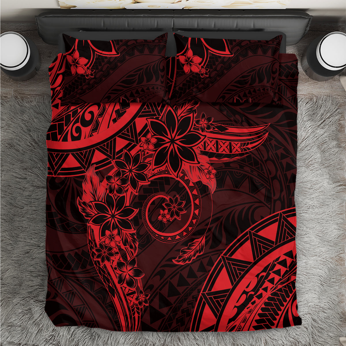 Polynesian Sunset Plumeria Bedding Set Red Polynesian Tattoo LT05 Red - Polynesian Pride