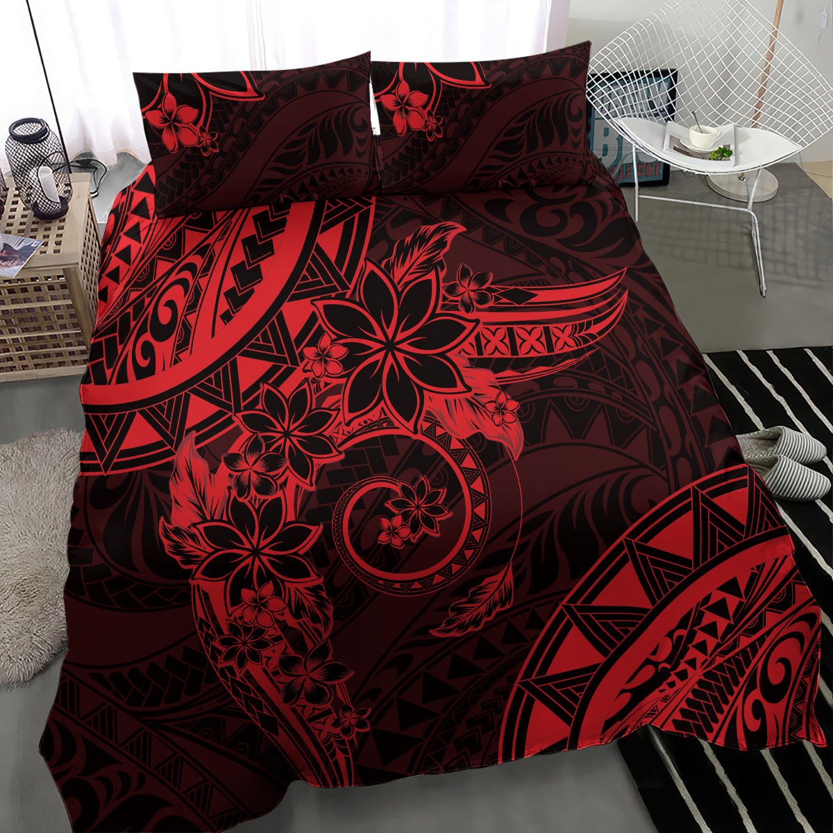 Polynesian Sunset Plumeria Bedding Set Red Polynesian Tattoo LT05 - Polynesian Pride