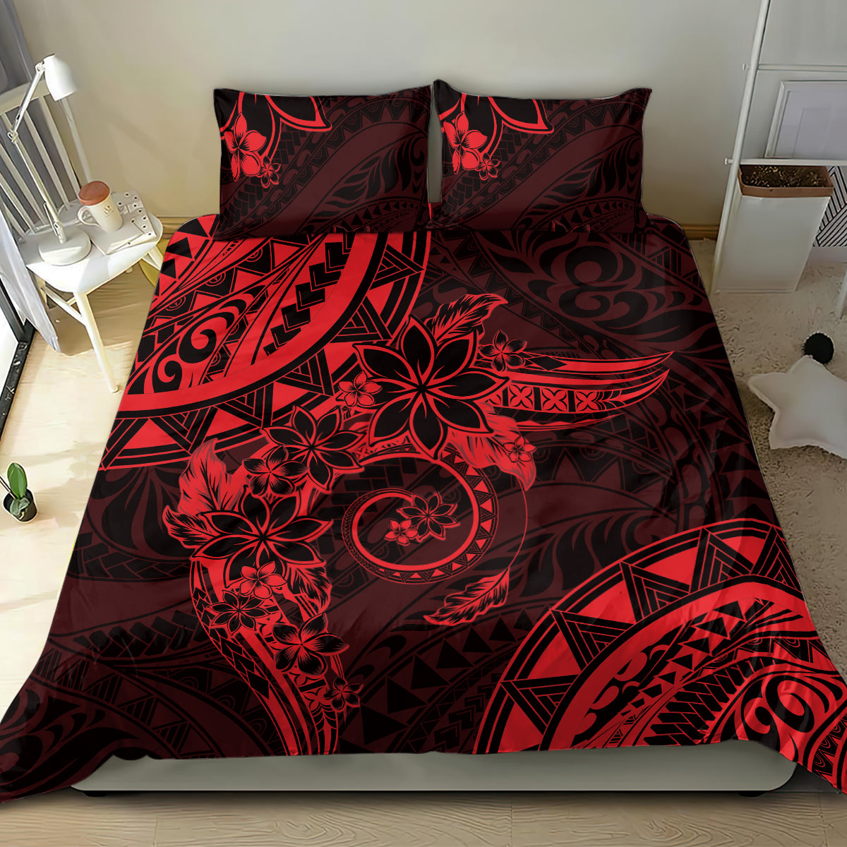 Polynesian Sunset Plumeria Bedding Set Red Polynesian Tattoo LT05 - Polynesian Pride