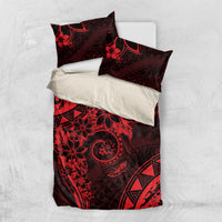 Polynesian Sunset Plumeria Bedding Set Red Polynesian Tattoo LT05 US Twin 172cm x 218cm Red - Polynesian Pride