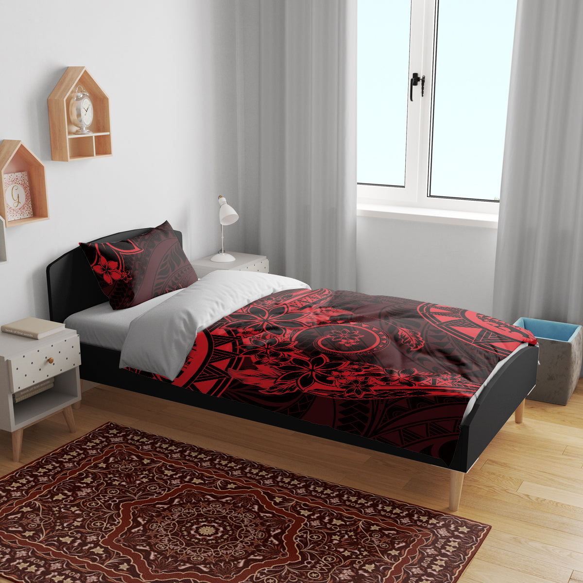 Polynesian Sunset Plumeria Bedding Set Red Polynesian Tattoo LT05 - Polynesian Pride