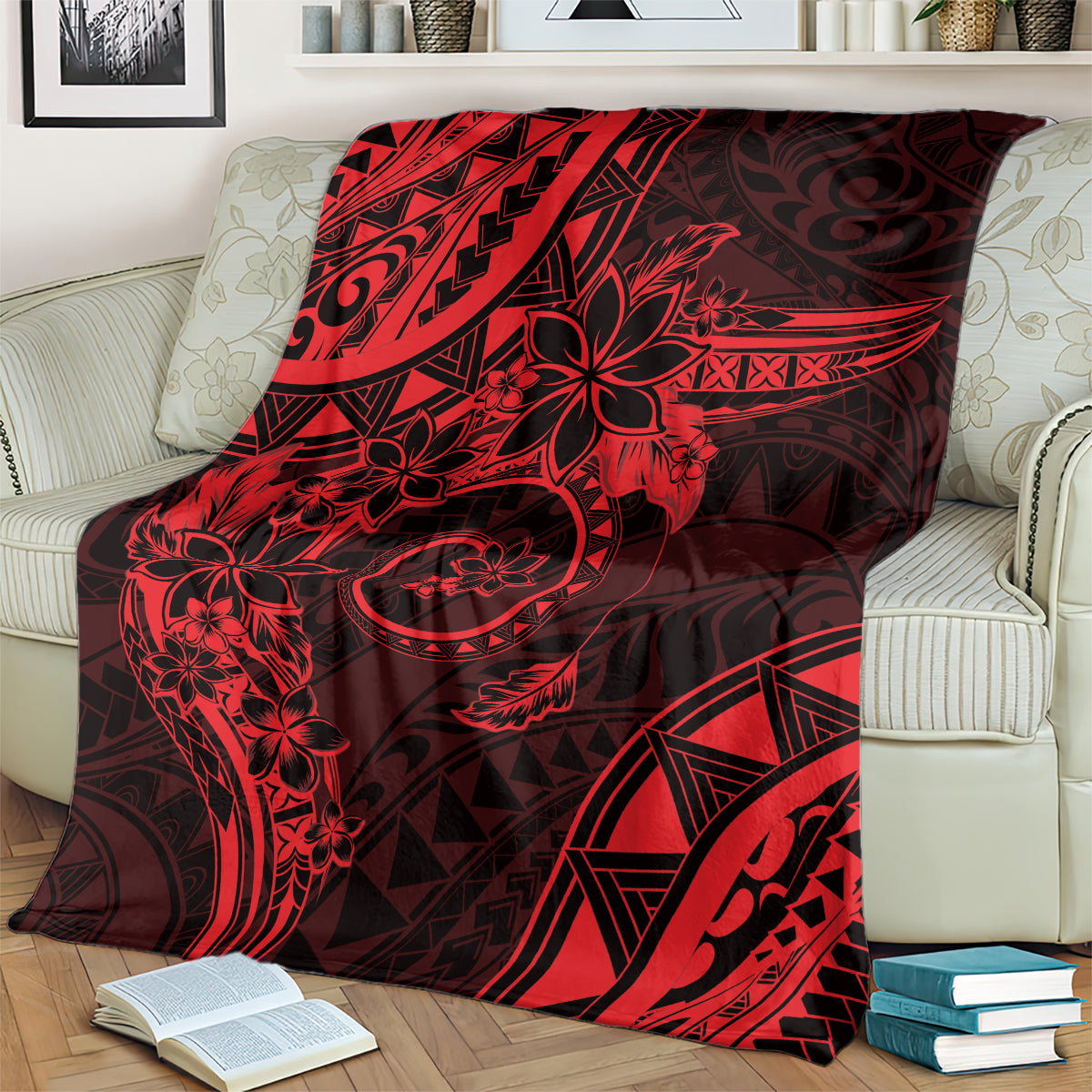 Polynesian Sunset Plumeria Blanket Red Polynesian Tattoo LT05 - Polynesian Pride