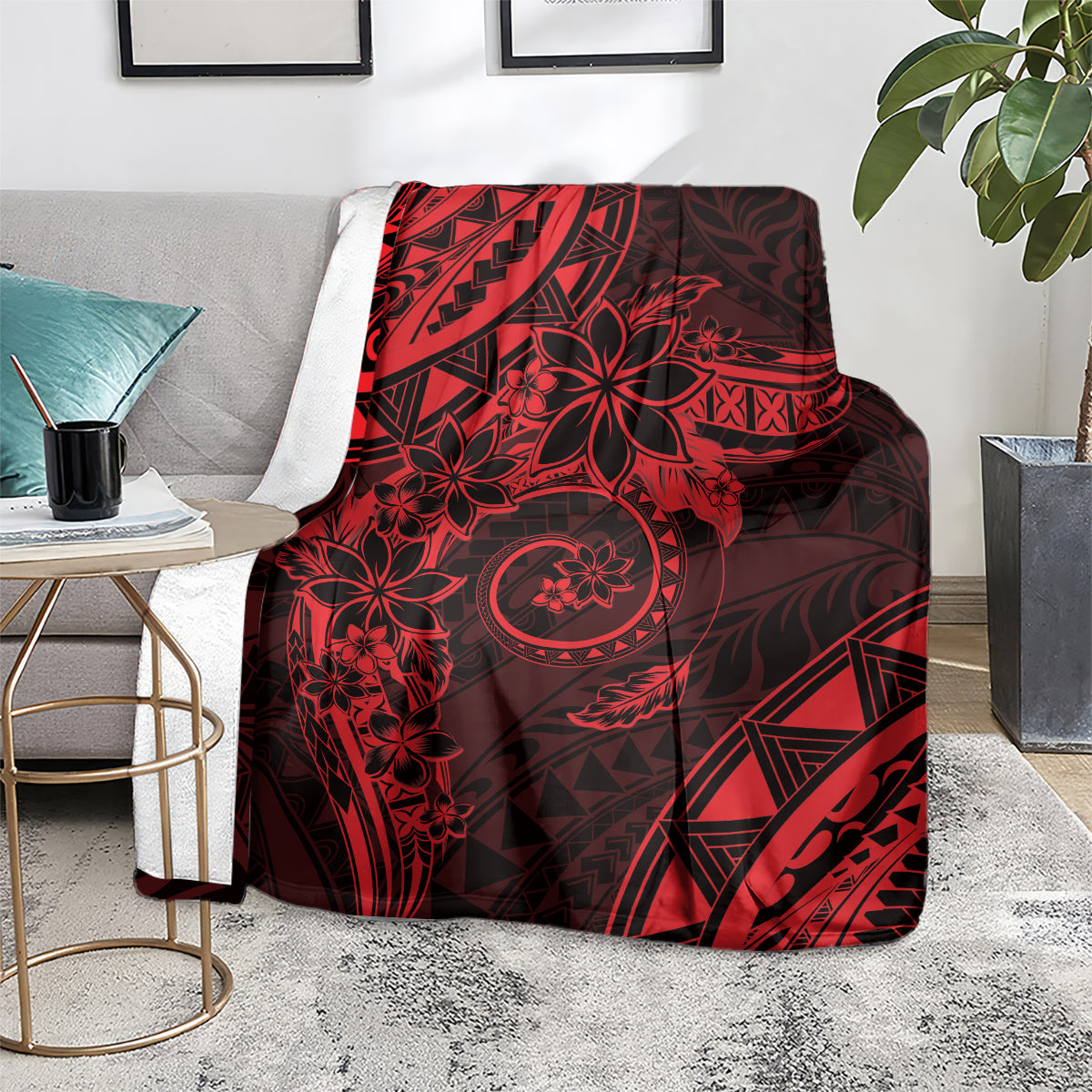 Polynesian Sunset Plumeria Blanket Red Polynesian Tattoo LT05 - Polynesian Pride