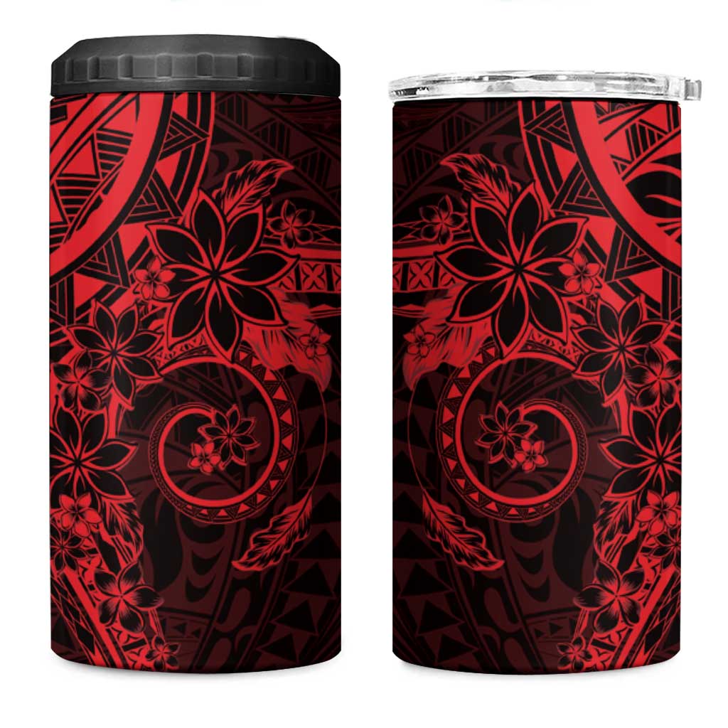 Red Polynesian Pattern With Plumeria Flowers 4 in 1 Can Cooler Tumbler LT05 One Size: 16 oz Red - Polynesian Pride